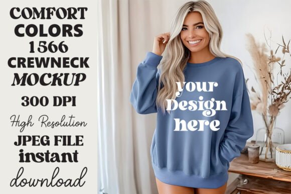 Comfort Colors 1566 Mockup Blue Jean 16 Review for Embroidery Projects