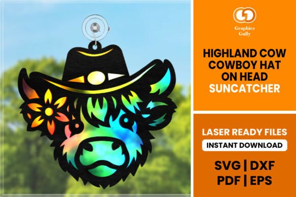 Cowboy Hat Highland Cow Suncatcher SVG Review