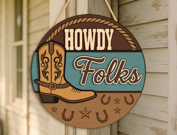 Howdy Folks Cowboy Boot Western Door SVG Review